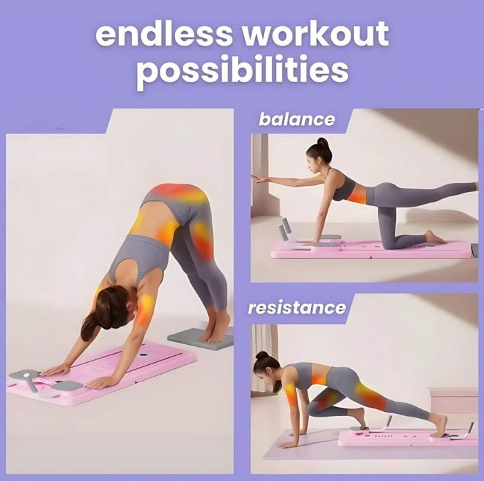 BunnyHi JFB012 Factory Price Multi-function 6 in 1 Pilates Board Push-up Belly Roll Training Board Ab Wheel Roller for Home 2