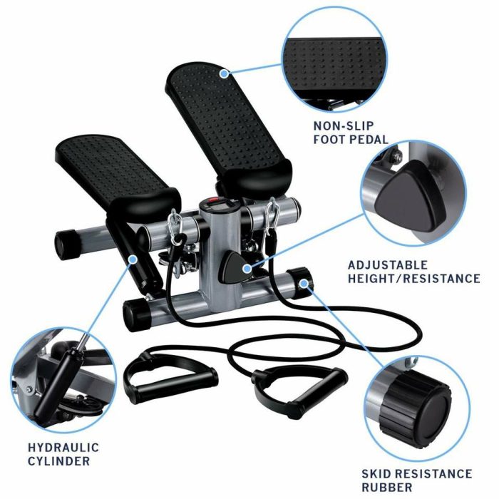 BunnyHi TBJ001 Steppers for Exercise Adjustable Resistance Stair Steppers With Arm Training Bands Portable  Exercise Equipment 3