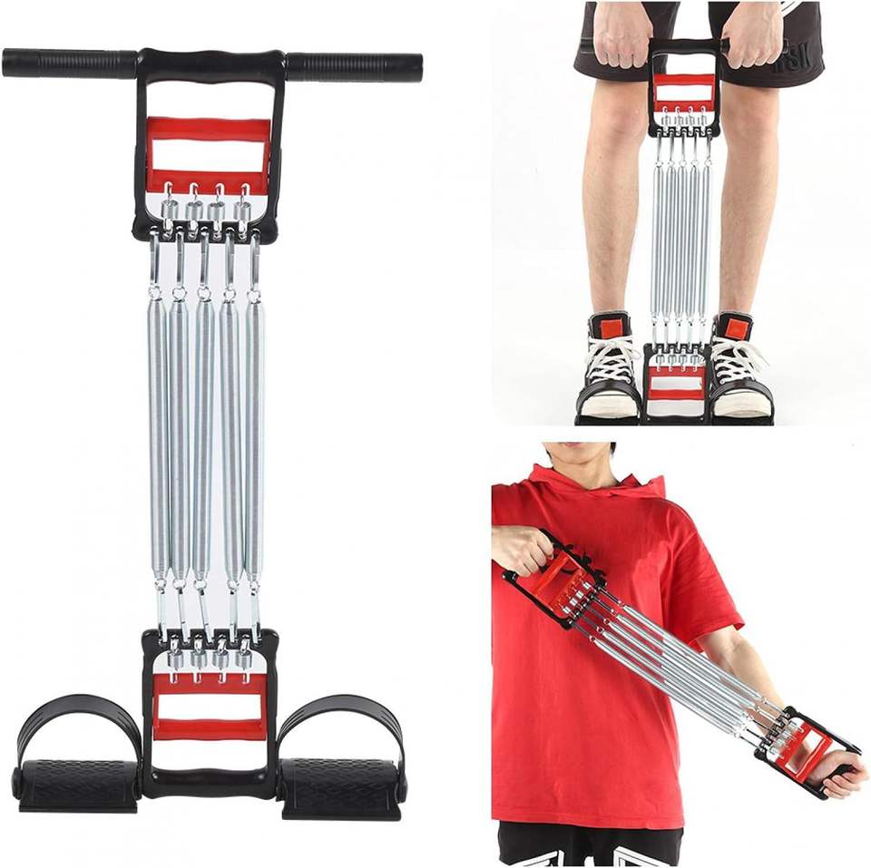 BunnyHi WLQ004 Three in One Fitness Device Spring Chest Expander Grip Strength Enhancer Pedal Pull Rope with 5 Metal Springs BunnyHi WLQ004 Three in One Fitness Device Spring Chest Expander Grip Strength Enhancer Pedal Pull Rope with 5 Metal Springs