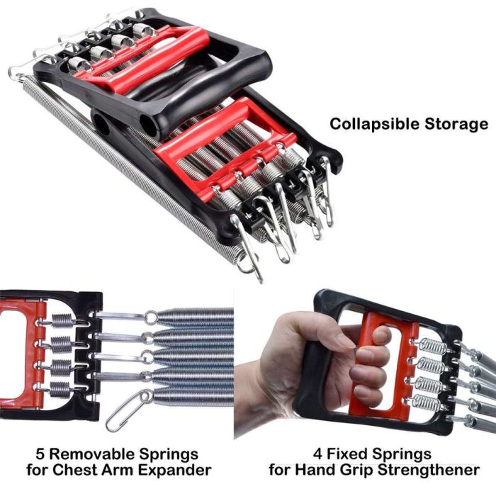 BunnyHi WLQ004 Three in One Fitness Device Spring Chest Expander Grip Strength Enhancer Pedal Pull Rope with 5 Metal Springs 3