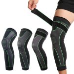 Custom Logo Sports Knee Pads Full Length Knee Brace Support Calf Sleeve Compression Leg Sleeves for Basketball
