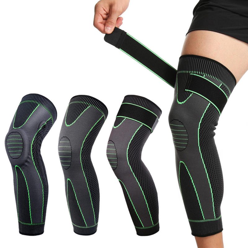 Custom Logo Sports Knee Pads Full Length Knee Brace Support Calf Sleeve Compression Leg Sleeves for Basketball