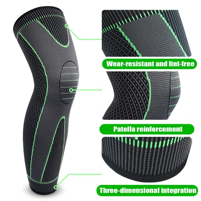 Custom Logo Sports Knee Pads Full Length Knee Brace Support Calf Sleeve Compression Leg Sleeves for Basketball 1