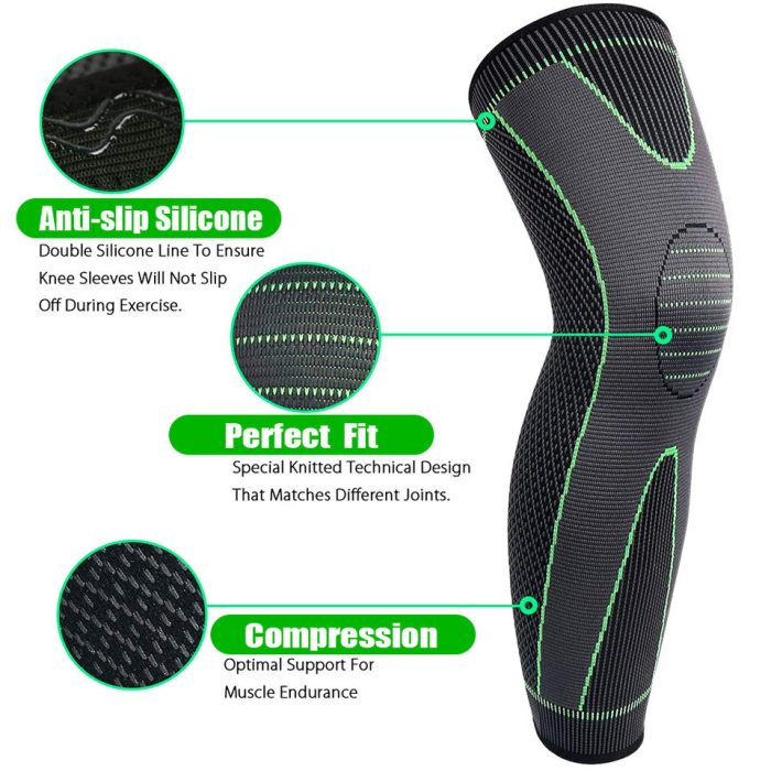 Custom Logo Sports Knee Pads Full Length Knee Brace Support Calf Sleeve Compression Leg Sleeves for Basketball 2