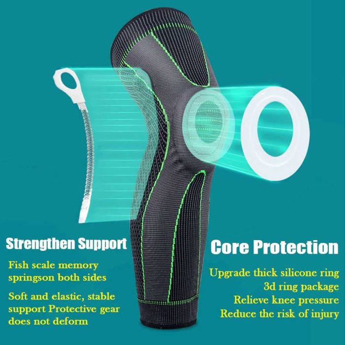 Custom Logo Sports Knee Pads Full Length Knee Brace Support Calf Sleeve Compression Leg Sleeves for Basketball 4