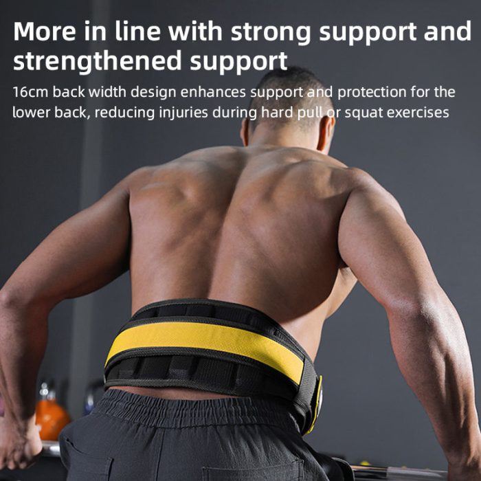 Gym Workout Fitness Squat Spandex & Nylon Self Locking Weight Lifting Waist Support Dip Belt Heavy Duty Steel Chain Protection 2
