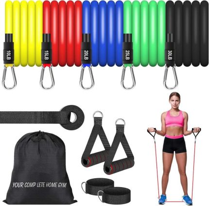 Heavy Duty Adjustable Home Exercise Gym Fitness Workout Elastic Latex Resistance Bands Tube for Whole-body Exercise