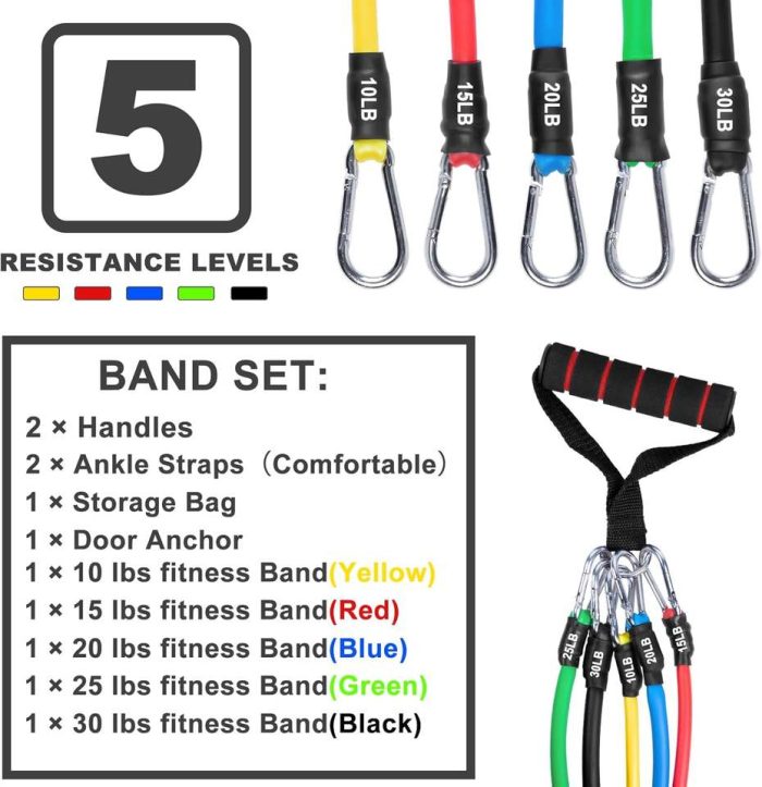 Heavy Duty Adjustable Home Exercise Gym Fitness Workout Elastic Latex Resistance Bands Tube for Whole-body Exercise 5
