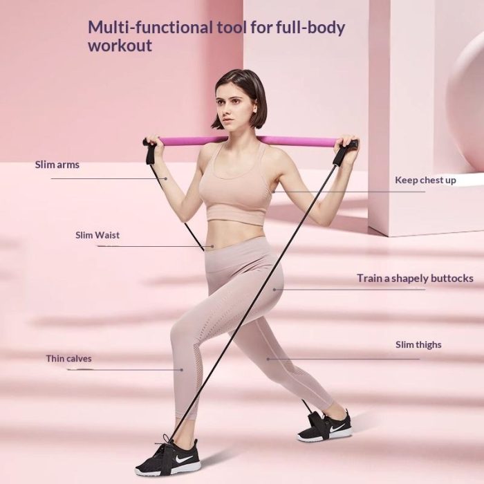 Pilates Yoga EVA Adjustable Resistance Bar Fitness Stick Trainer Elastic Rope-Multifunctional Hip Training Home Exercise 1