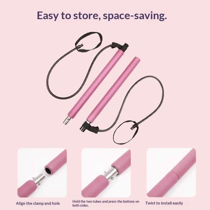 Pilates Yoga EVA Adjustable Resistance Bar Fitness Stick Trainer Elastic Rope-Multifunctional Hip Training Home Exercise 3